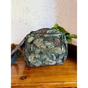 Vintage Jaguar Floral Tapestry Crossbody Bag, 90s Gobelin Style Shoulder Purse